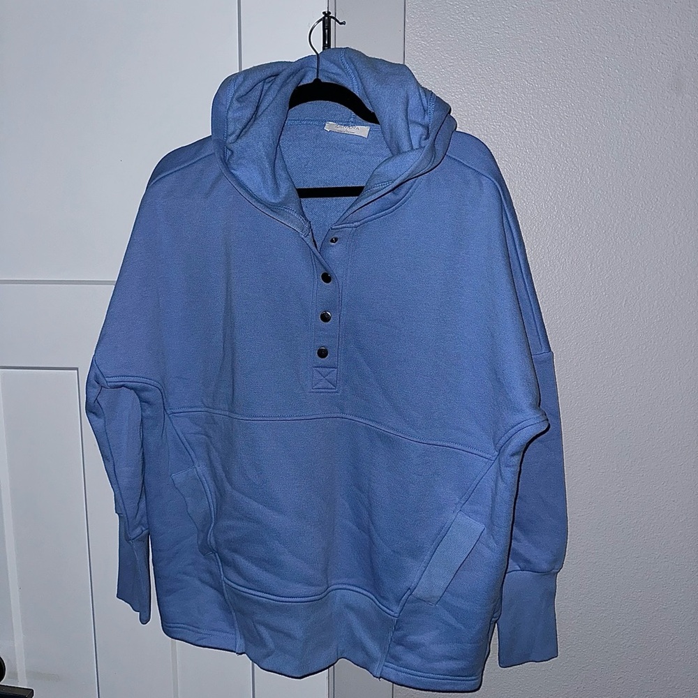 Women's Blue Button-Up Hoodie